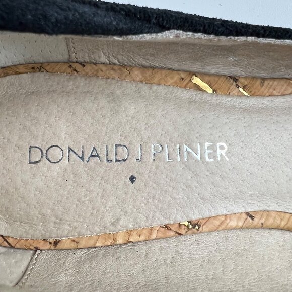 Donald J Pliner Womens Julie Black Suede Ballet Flat Cork Toe Low Wedge size 6.5 - Picture 12 of 15
